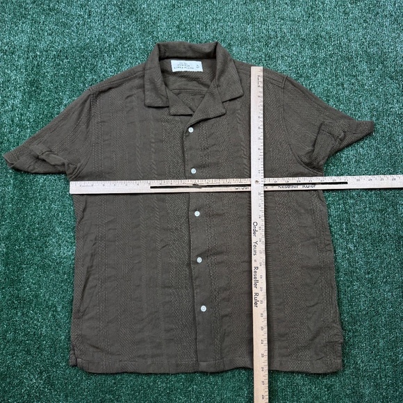 Abercrombie & Fitch Button Up Shirt Men's Size S Green Short Sleeve Summer Linen - Picture 4 of 6